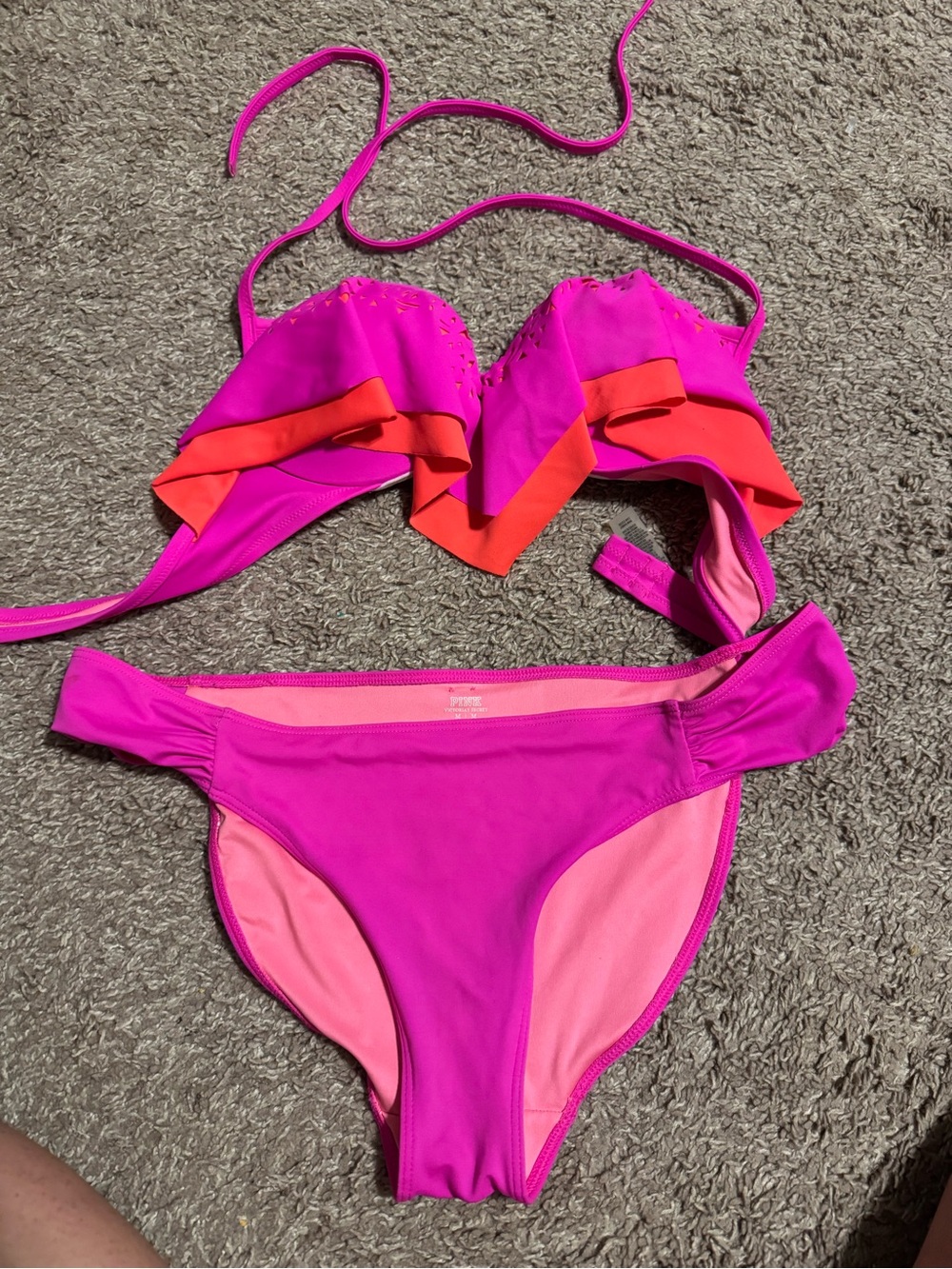 Pink & Coral Ruffle Bikini Set